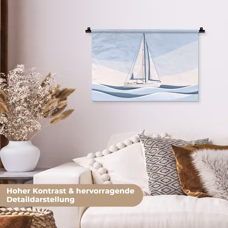 Boot - Zeil - Zee - Modern - Beige Wandkleed katoen klein -tsfeer1_DE