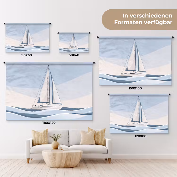 Boot - Zeil - Zee - Modern - Beige Wandkleed katoen klein -tsfeer8_DE