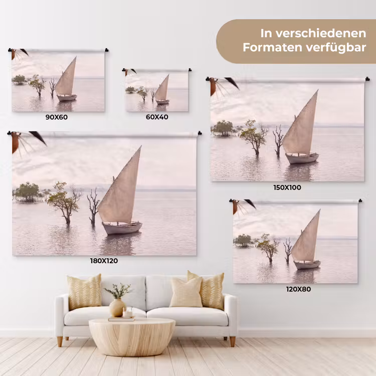 Boot - Zeil - Water - Tropisch - Natuur Wandkleed katoen klein -tsfeer8_DE