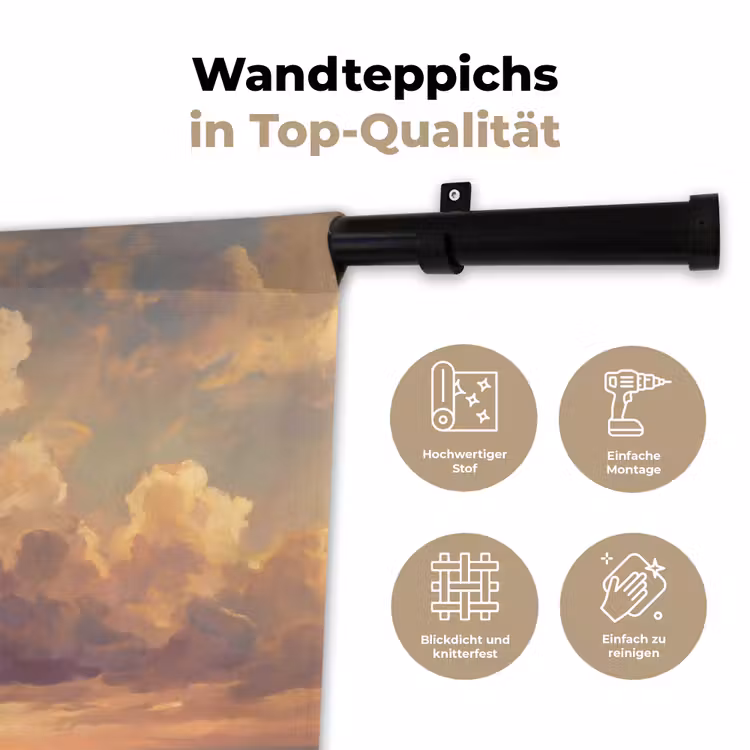 Boot - Zonsondergang - Zee - Natuur - Goud Wandkleed katoen klein -tsfeer2_DE