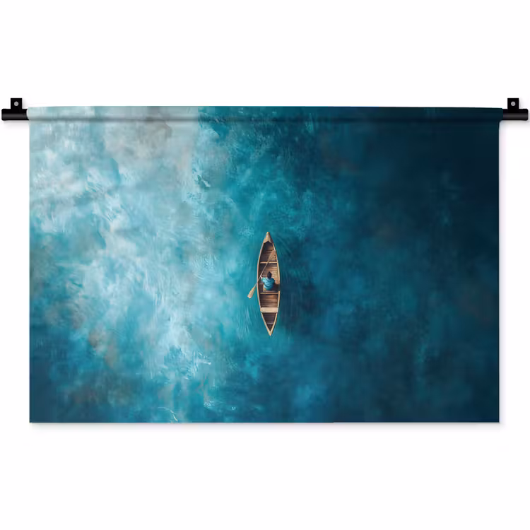 Bootje - Water - Blauw Wandkleed katoen klein -zz3d