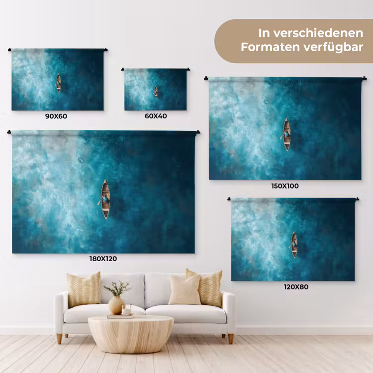 Bootje - Water - Blauw Wandkleed katoen klein -tsfeer8_DE