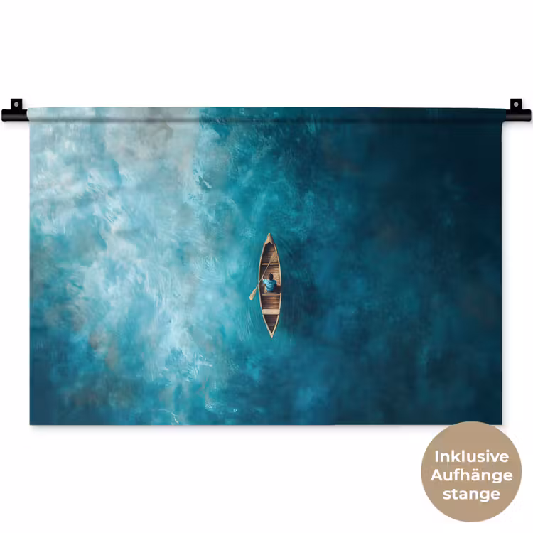 Bootje - Water - Blauw Wandkleed katoen klein -t3d_DE