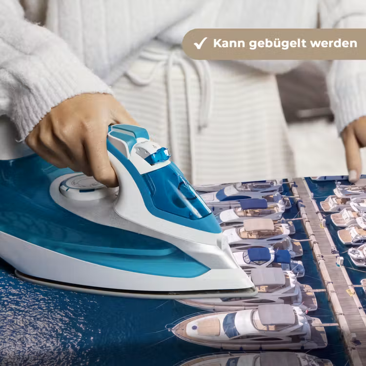 Boot - Jachthaven - Water - Zomer - Blauw Wandkleed katoen klein -tsfeer9_DE
