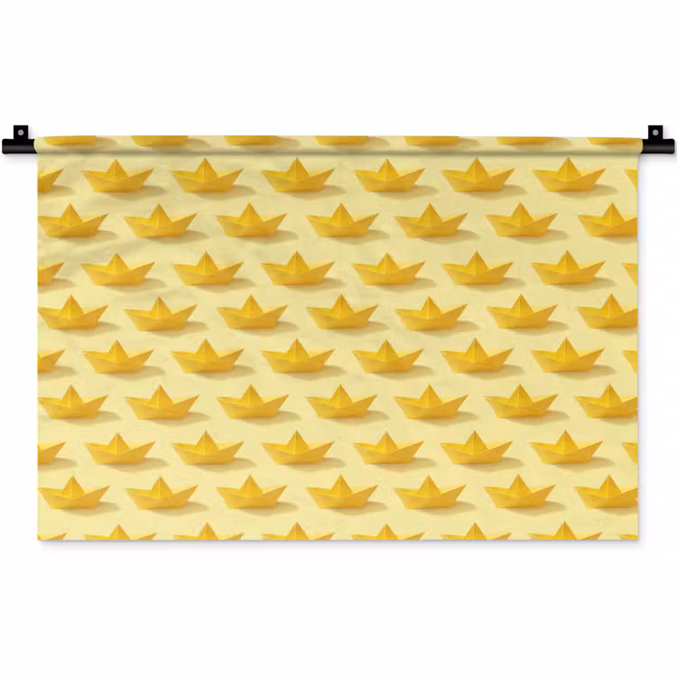 Bootjes - Origami - Creatief - Geel Wandkleed katoen klein 269 -zz3d