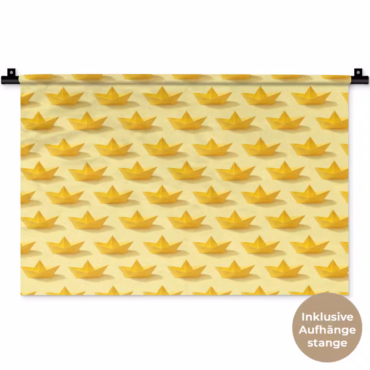 Bootjes - Origami - Creatief - Geel Wandkleed katoen klein 269 -t3d_DE