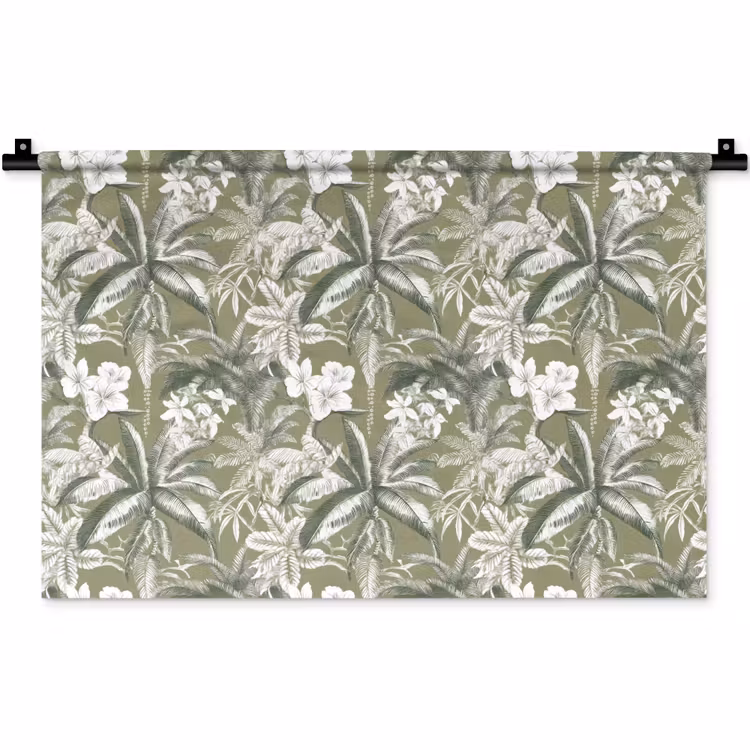 Botanisch - Bloemen - Groen Wandkleed katoen klein 269 -zz3d