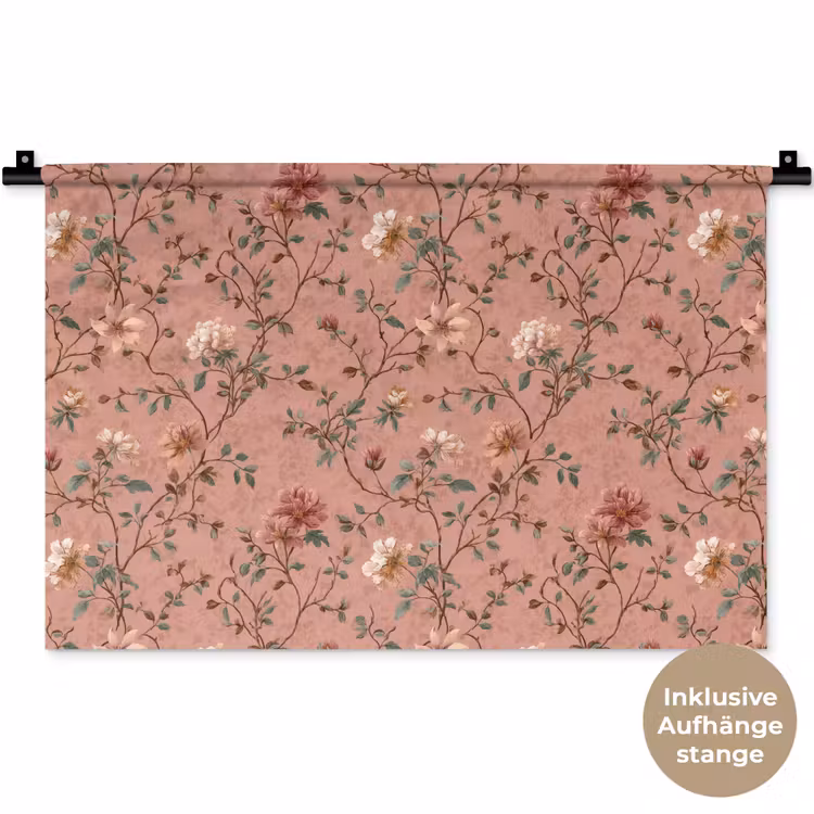 Botanisch - Bloemen - Roze Wandkleed katoen klein 269 -t3d_DE