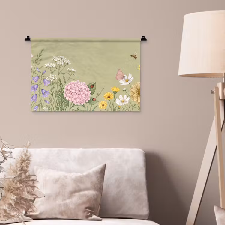 Botanisch - Bloemen - Kleurrijk Wandkleed katoen klein -sfeer4
