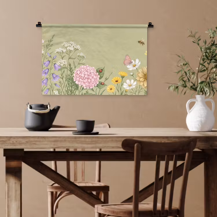 Botanisch - Bloemen - Kleurrijk Wandkleed katoen klein -sfeer6