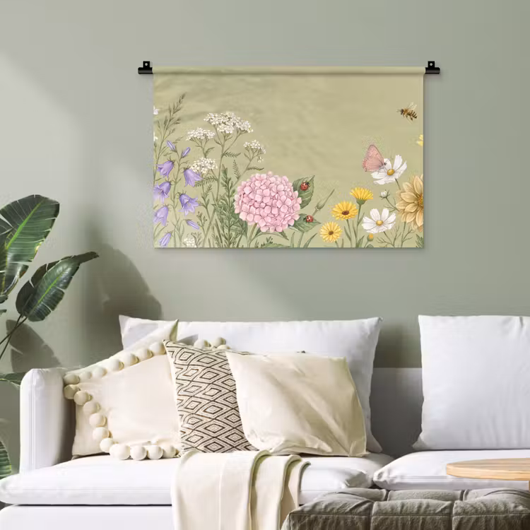 Botanisch - Bloemen - Kleurrijk Wandkleed katoen klein -sfeer7