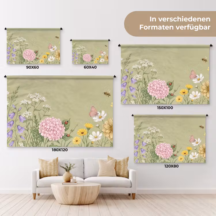 Botanisch - Bloemen - Kleurrijk Wandkleed katoen klein -tsfeer8_DE