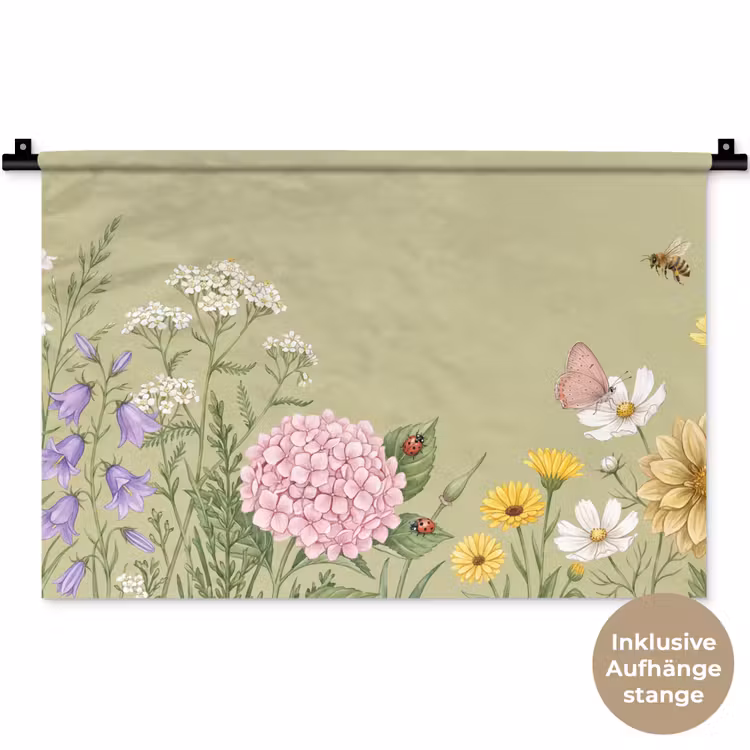 Botanisch - Bloemen - Kleurrijk Wandkleed katoen klein -t3d_DE
