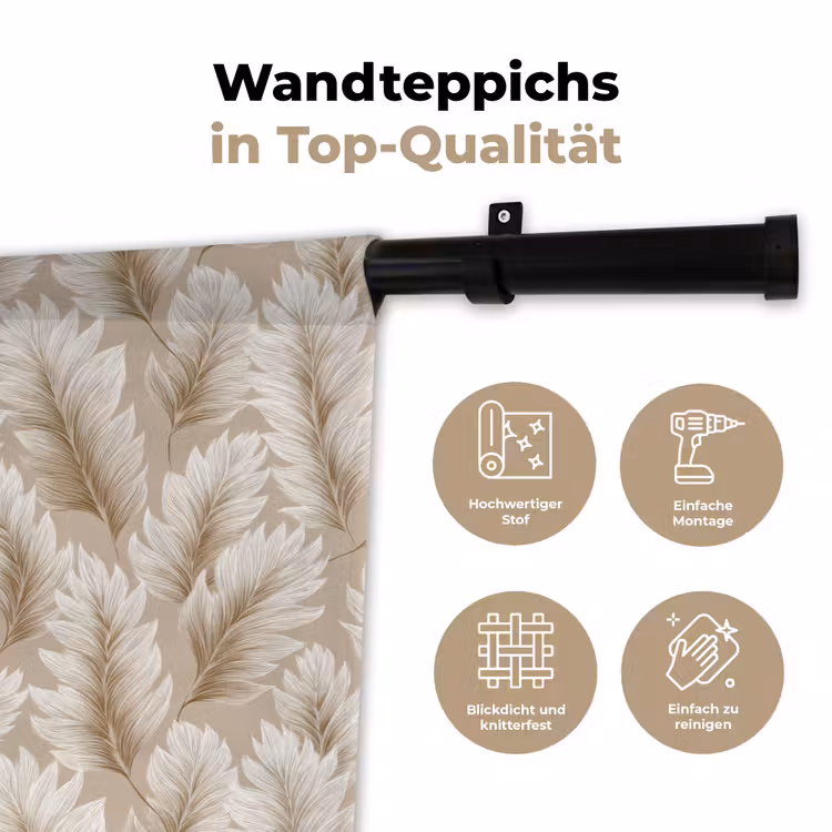 Botanisch - Patroon - Beige Wandkleed katoen klein 269 -tsfeer2_DE