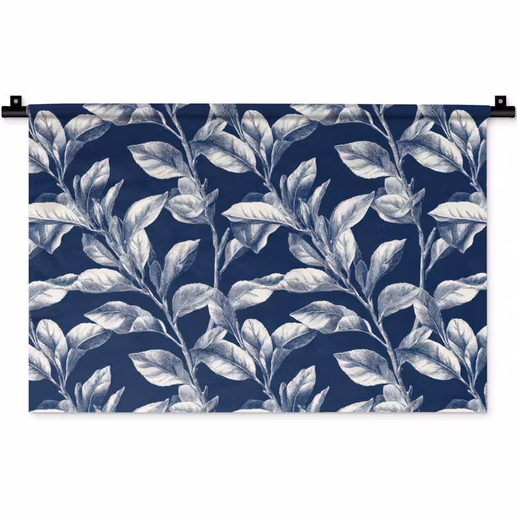Botanisch - Patroon - Blauw Wandkleed katoen klein 269 -zz3d