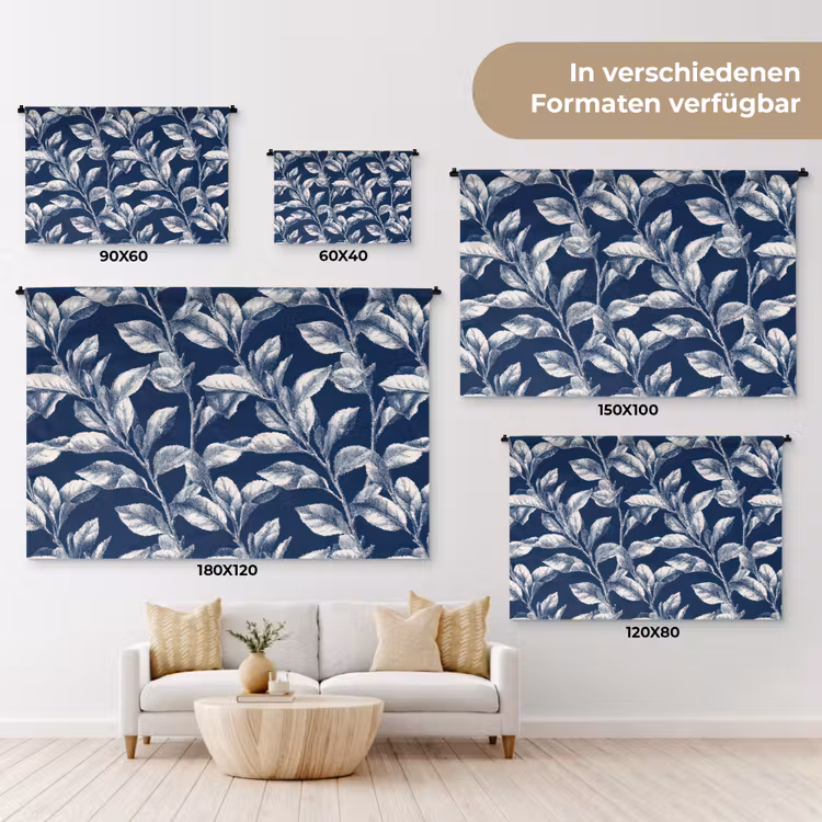 Botanisch - Patroon - Blauw Wandkleed katoen klein 269 -tsfeer8_DE