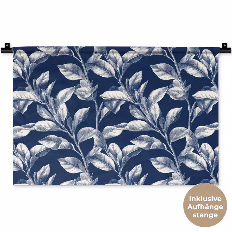 Botanisch - Patroon - Blauw Wandkleed katoen klein 269 -t3d_DE