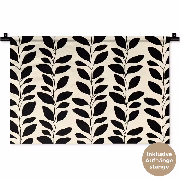 Botanisch - Dessin - Zwart - Beige Wandkleed katoen klein 269 -t3d_DE