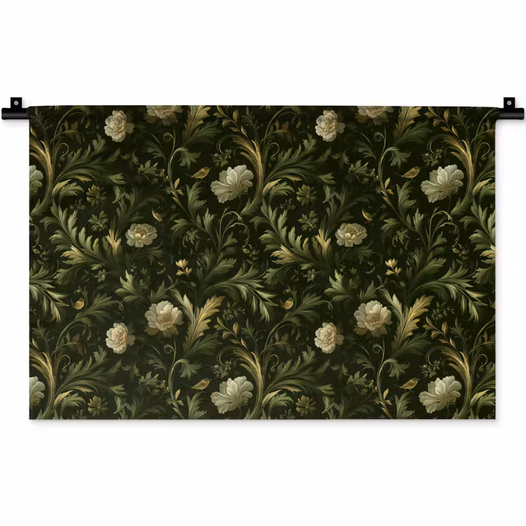 Botanisch - Naadloos - Bloemen Wandkleed katoen klein 269 -zz3d