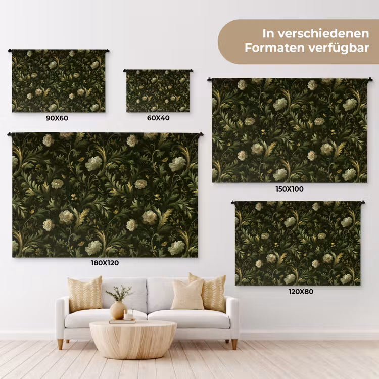 Botanisch - Naadloos - Bloemen Wandkleed katoen klein 269 -tsfeer8_DE