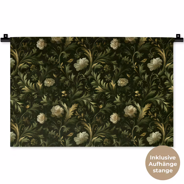 Botanisch - Naadloos - Bloemen Wandkleed katoen klein 269 -t3d_DE
