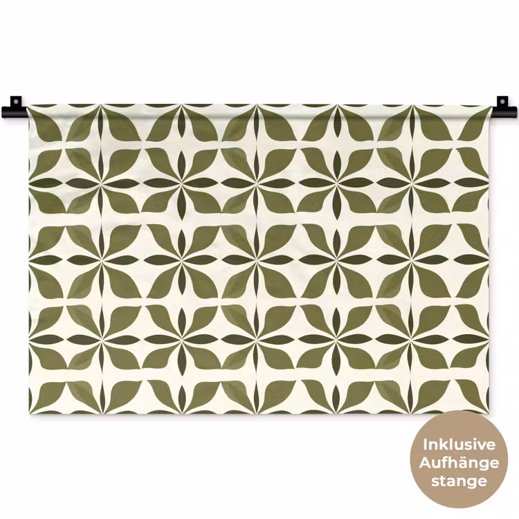 Botanisch - Retro - Groen Wandkleed katoen klein 269 -t3d_DE