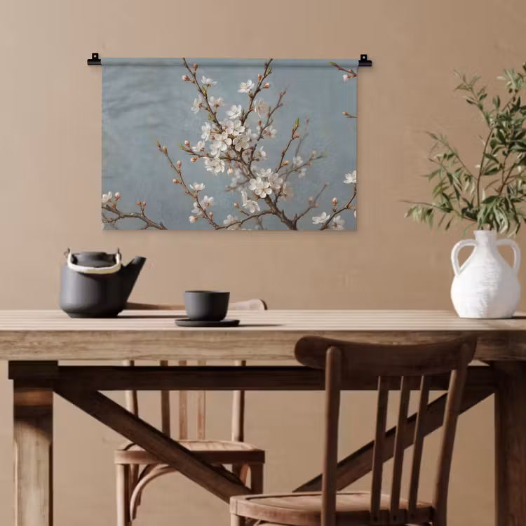 Botanisch - Stilleven - Blauw Wandkleed katoen klein -sfeer6
