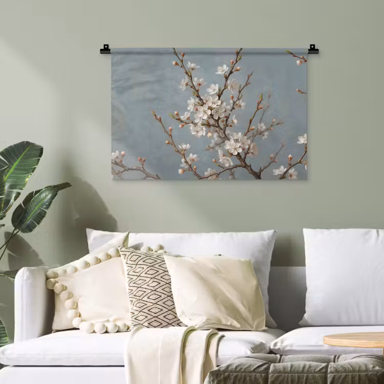 Botanisch - Stilleven - Blauw Wandkleed katoen klein -sfeer7