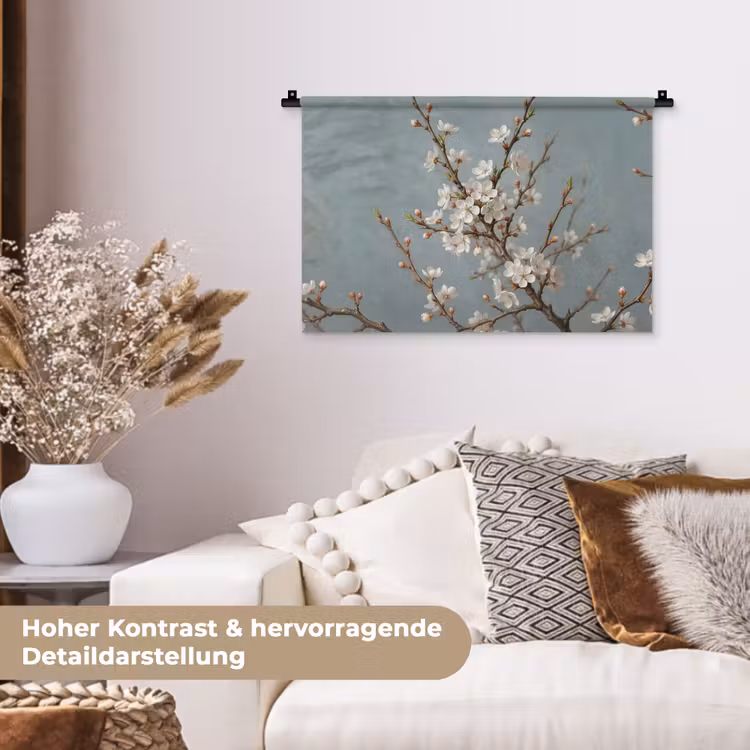 Botanisch - Stilleven - Blauw Wandkleed katoen klein -tsfeer1_DE