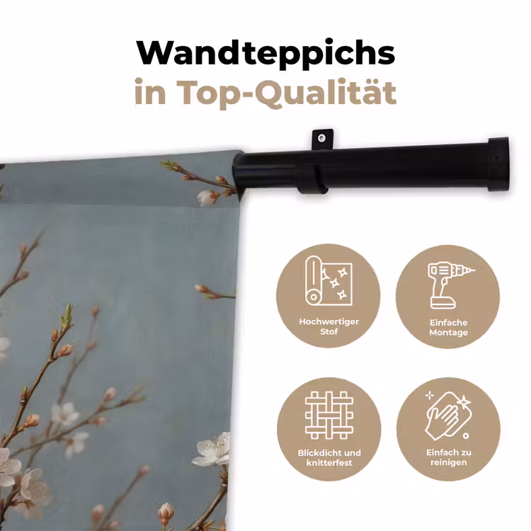 Botanisch - Stilleven - Blauw Wandkleed katoen klein -tsfeer2_DE