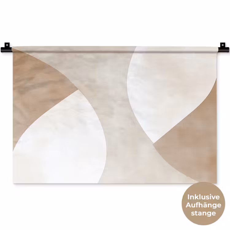 Bruin - Japandi - Abstract Wandkleed katoen klein -t3d_DE
