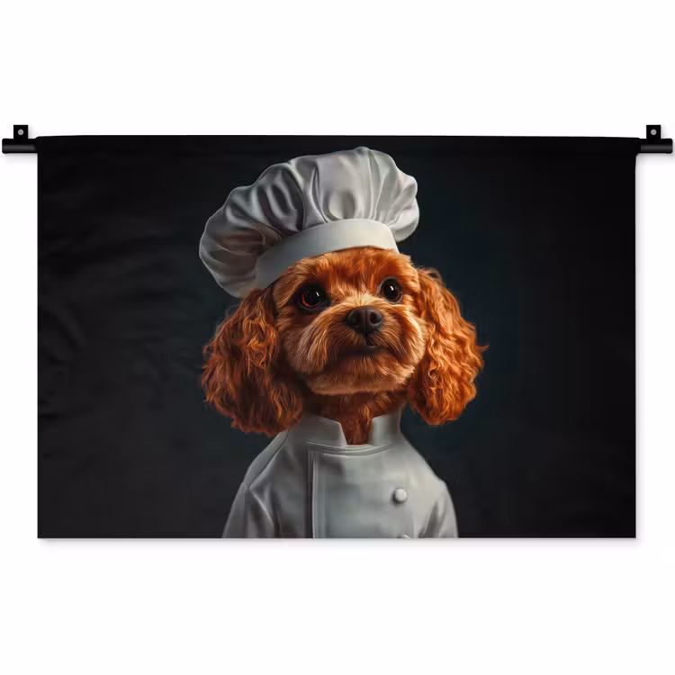 Bruin - Kok - Hondje Wandkleed katoen klein -zz3d