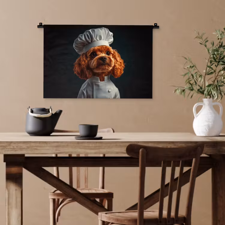 Bruin - Kok - Hondje Wandkleed katoen klein -sfeer6