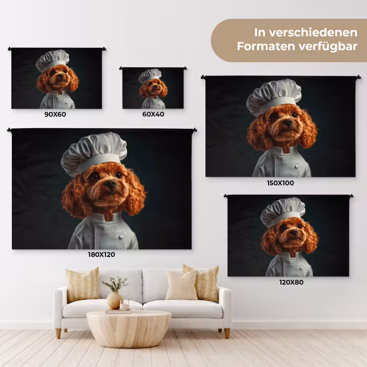 Bruin - Kok - Hondje Wandkleed katoen klein -tsfeer8_DE