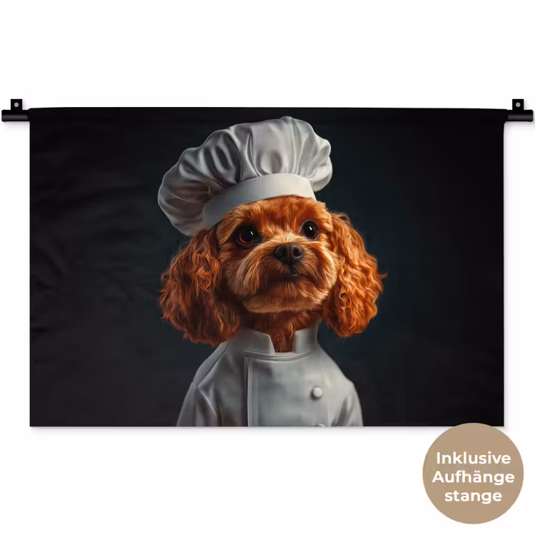 Bruin - Kok - Hondje Wandkleed katoen klein -t3d_DE