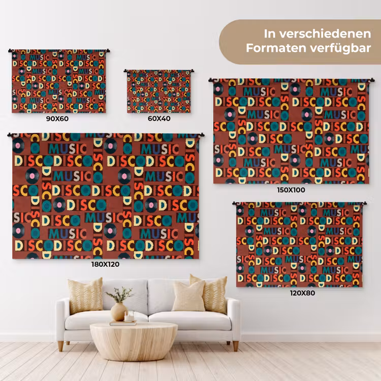 Bruin - Retro - Disco - Patroon Wandkleed katoen klein 269 -tsfeer8_DE