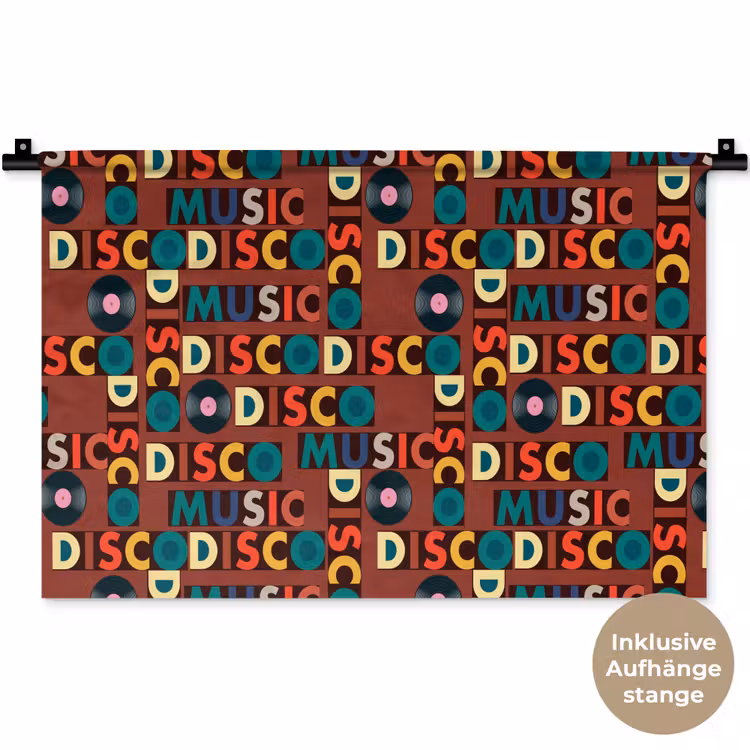 Bruin - Retro - Disco - Patroon Wandkleed katoen klein 269 -t3d_DE