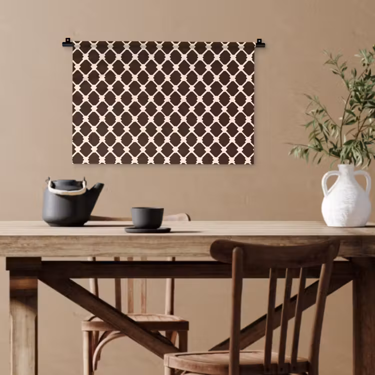 Bruin - Ruitpatroon - Geometrisch Wandkleed katoen klein 269 -sfeer6