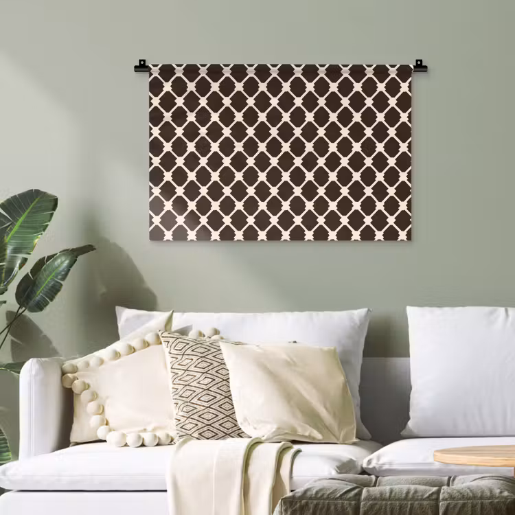 Bruin - Ruitpatroon - Geometrisch Wandkleed katoen klein 269 -sfeer7