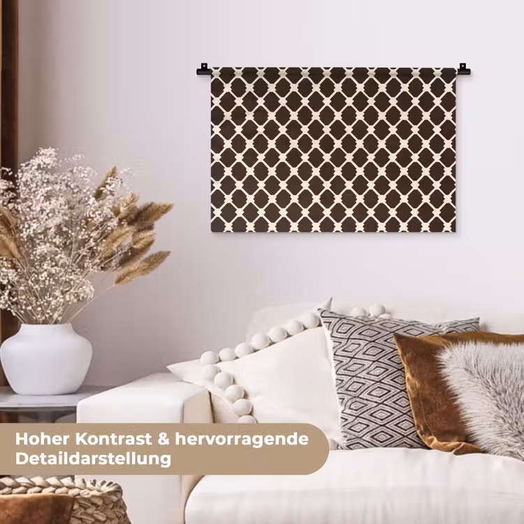 Bruin - Ruitpatroon - Geometrisch Wandkleed katoen klein 269 -tsfeer1_DE