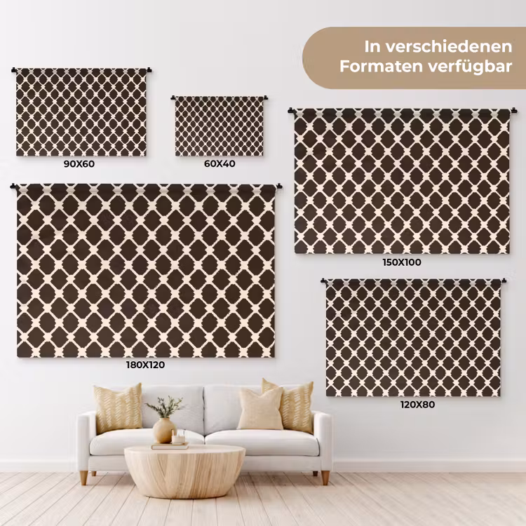 Bruin - Ruitpatroon - Geometrisch Wandkleed katoen klein 269 -tsfeer8_DE