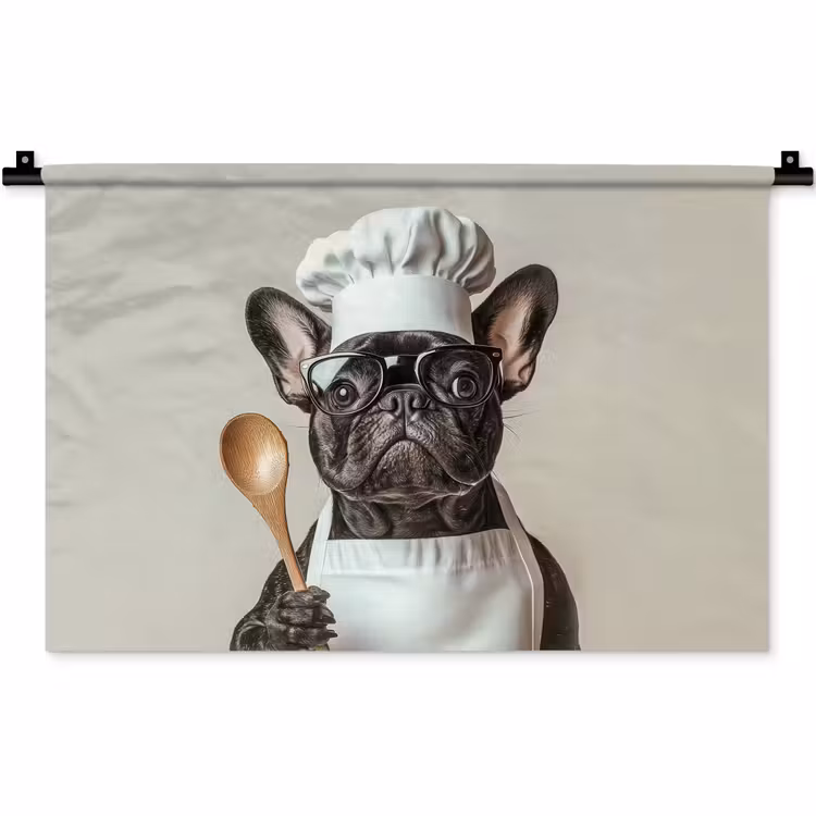 Bril - Hond - Kok Wandkleed katoen klein -zz3d