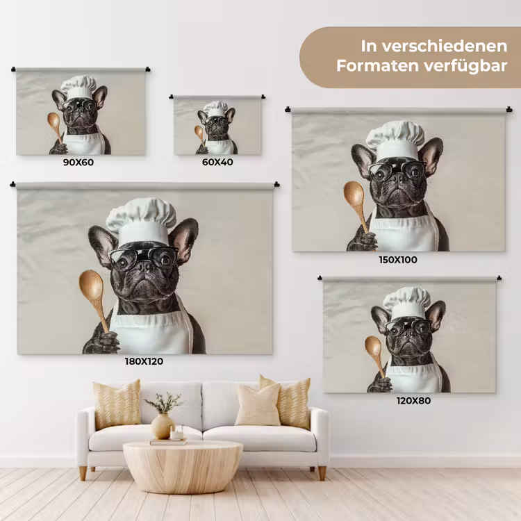 Bril - Hond - Kok Wandkleed katoen klein -tsfeer8_DE