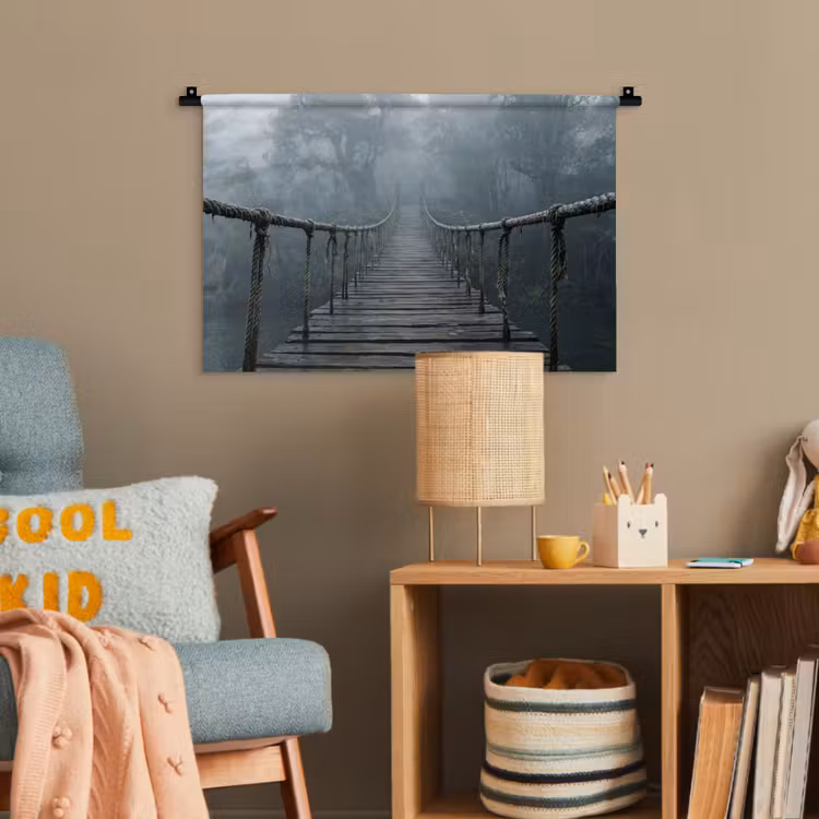 Brug - Jungle - Mist - Natuur Wandkleed katoen klein -wsfeer4_kind