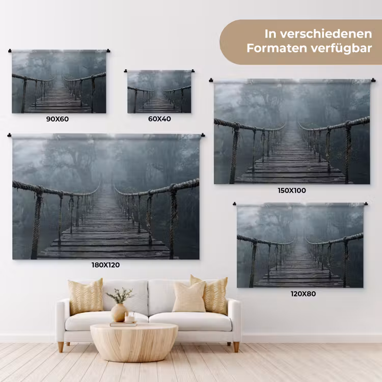 Brug - Jungle - Mist - Natuur Wandkleed katoen klein -tsfeer8_DE