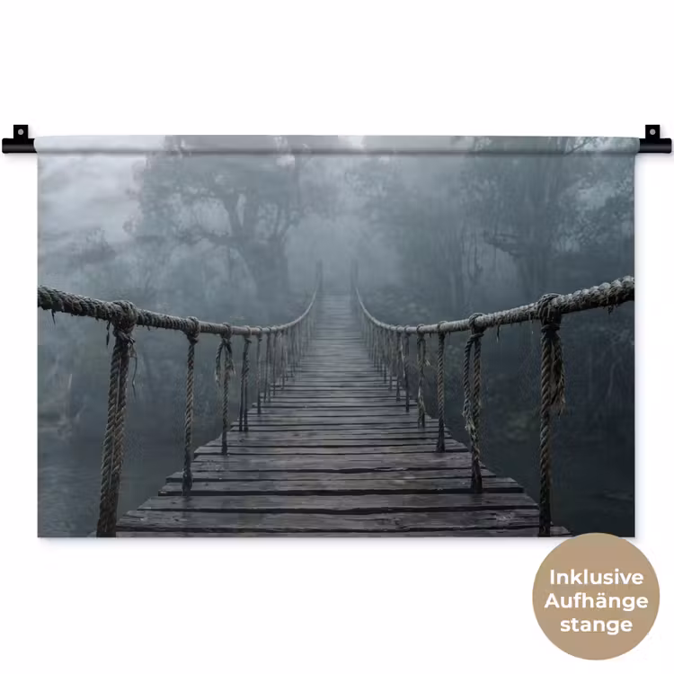Brug - Jungle - Mist - Natuur Wandkleed katoen klein -t3d_DE