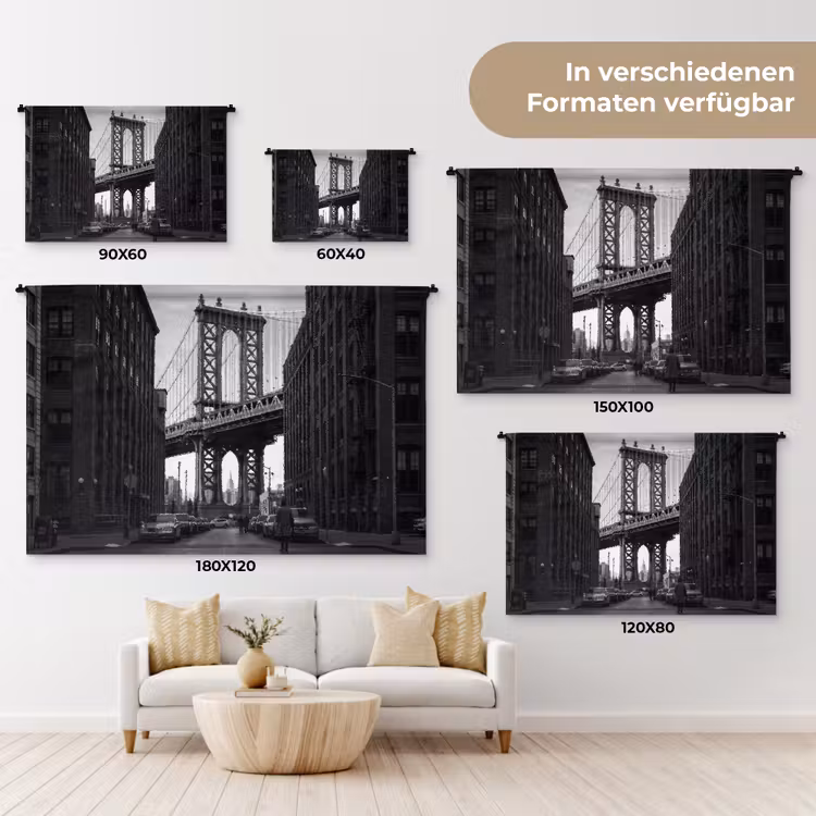 Brug - Stad - Architectuur - Modern - Zwart-wit Wandkleed katoen klein -tsfeer8_DE