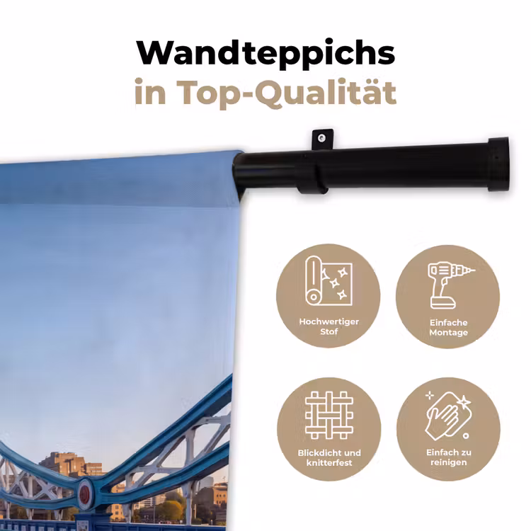 Brug - Toren - Architectuur - Klassiek - Blauw Wandkleed katoen klein -tsfeer2_DE