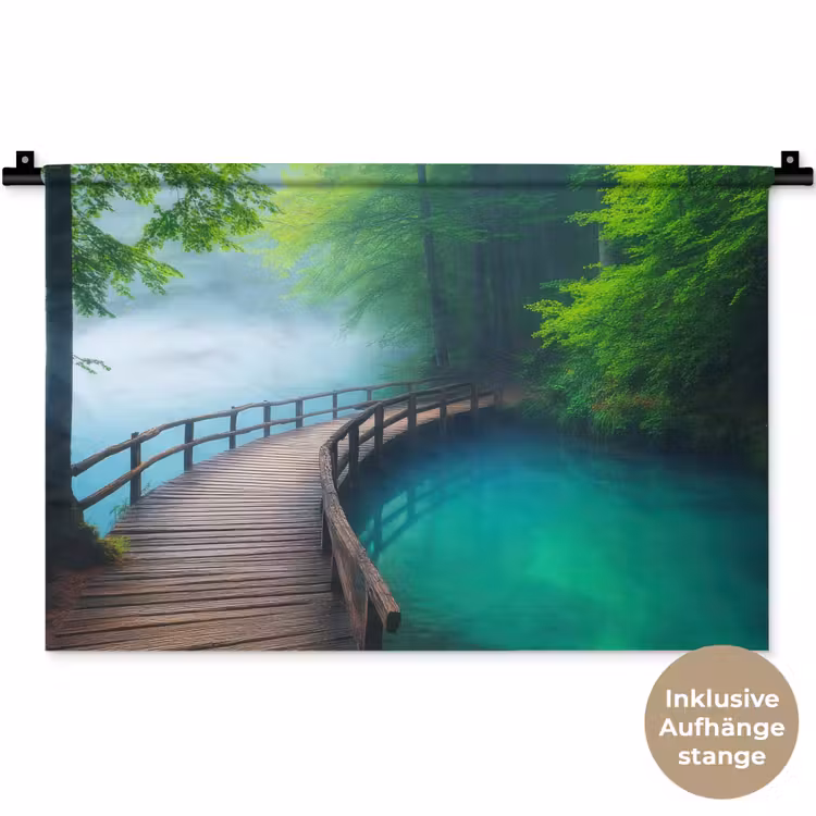 Brug - Water - Rivier - Bos Wandkleed katoen klein -t3d_DE