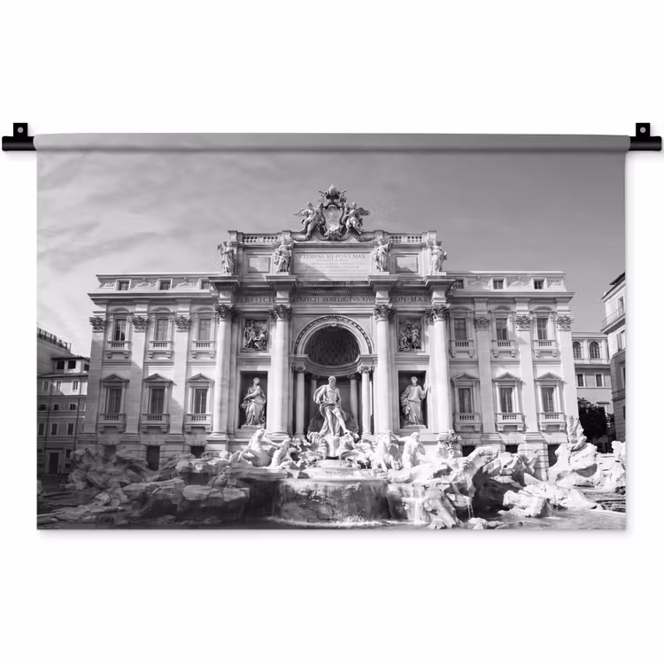 Fontein - Beelden - Architectuur - Zwart-wit Wandkleed katoen klein -zz3d